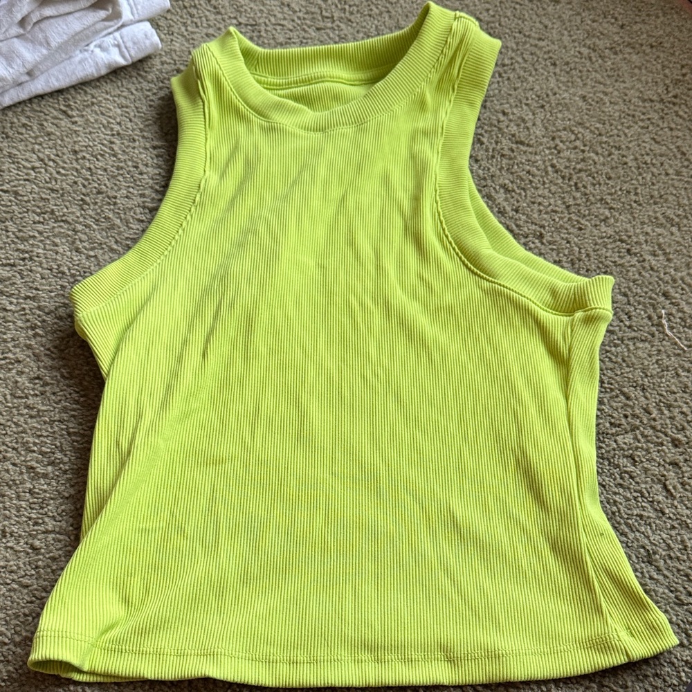 Peloton Neon Yellow Ribbed Tank Top